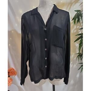 Vtg 90s Chicos Design Egyptian Hieroglyph Sheer Shell Button Blouse Sz 0 US S 4